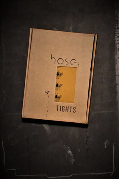 hose. | Grey Bee Screen Printed Mustard Tights | 80 Denier