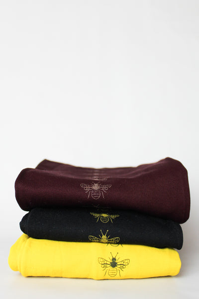 hose. | Metallic Bee Screen Printed Burgundy Tights | 80 Denier