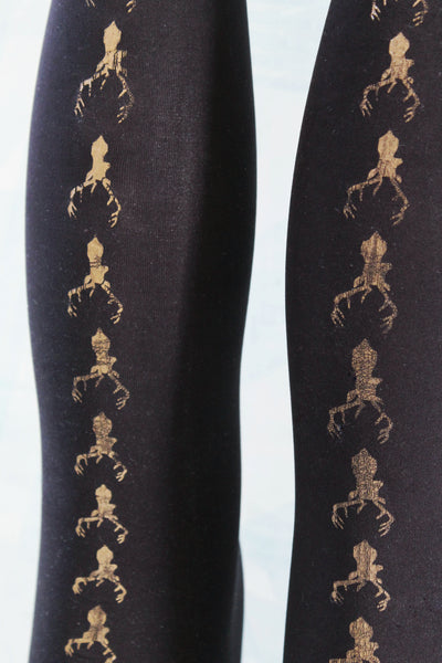 M - Stags Head Print Footless Tights