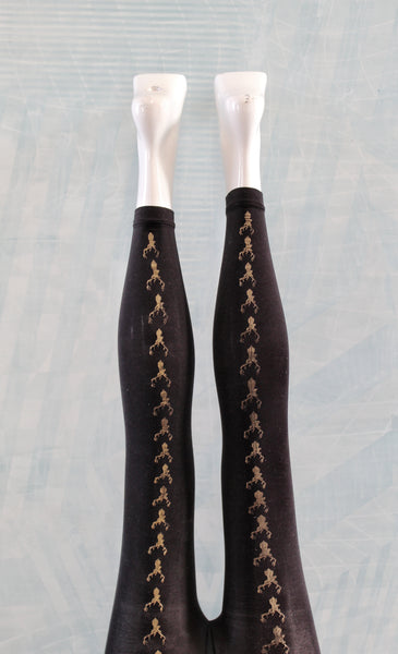 M - Stags Head Print Footless Tights